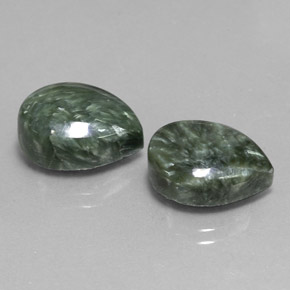 11.84 ct Green Seraphinite Stone, Natural Seraphinite in Pear Cabochon Shape for Sale