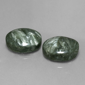 18.18 ct Green Seraphinite Stone, Natural Seraphinite in Oval Cabochon Shape for Sale