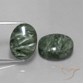 Séraphinite ovale de 21,51 ct, 16 x 12,1 mm de Russie, Photo A