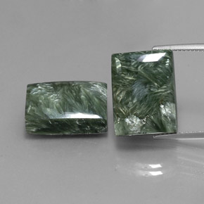 23.83 ct Green Seraphinite Gemstone, Seraphinite Gem in Baguette Cabochon Shape for Sale.