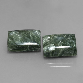 23.83 ct Green Seraphinite Stone, Natural Seraphinite in Baguette Cabochon Shape for Sale