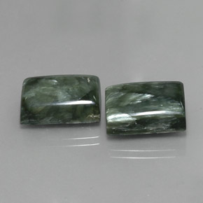 22.36 ct Green Seraphinite Stone, Natural Seraphinite in Baguette Cabochon Shape for Sale