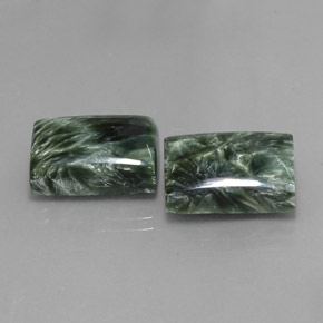 21.79 ctw Green Seraphinite Stones, Natural Seraphinite in Baguette Cabochon Shape for Sale