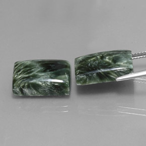 Seraphinite Gemstones in 15.9 x 11.9 mm Size for Sale, Seraphinite Stones in Deep Green Color