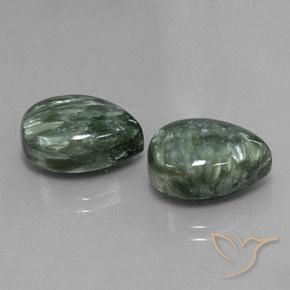 12.30 ctw Green Seraphinite Stones, Natural Seraphinite in Pear Cabochon Shape for Sale