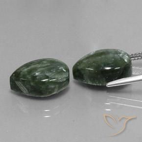 Seraphinite Gemstones in 14 x 10 mm (calibrated) Size for Sale, Seraphinite Stones in Mossy Green Color