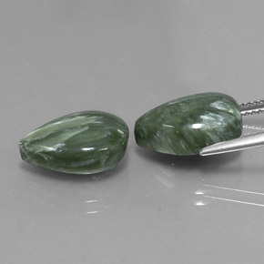 Seraphinite Gemstones in 13.7 x 9.8 mm Size for Sale, Seraphinite Stones in Medium Green Color