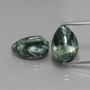 10.80 ct Green Seraphinite Gemstone, Seraphinite Gem in Pear Cabochon Shape for Sale.