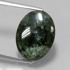 7.38 ct Green Seraphinite Gemstone, Seraphinite Gem in Oval Cabochon Shape for Sale.
