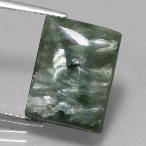 10.46 ct Green Seraphinite Gemstone, Seraphinite Gem in Baguette Cabochon Shape for Sale.