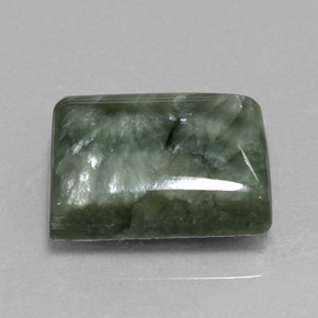 10.46 ct Green Seraphinite Stone, Natural Seraphinite in Baguette Cabochon Shape for Sale