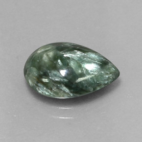 3.20 ct Green Seraphinite Stone, Natural Seraphinite in Pear Cabochon Shape for Sale