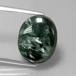 7.60 ct Green Seraphinite Gemstone, Seraphinite Gem in Oval Cabochon Shape for Sale.