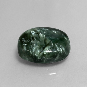 7.60 ct Green Seraphinite Stone, Natural Seraphinite in Oval Cabochon Shape for Sale