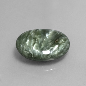 6.11 ct Green Seraphinite Stone, Natural Seraphinite in Oval Cabochon Shape for Sale