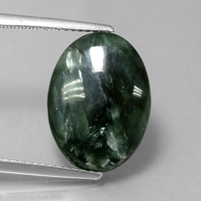 8.76 ct Green Seraphinite Gemstone, Seraphinite Gem in Oval Cabochon Shape for Sale.