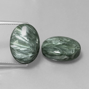 19.46 ct Green Seraphinite Gemstone, Seraphinite Gem in Oval Cabochon Shape for Sale.