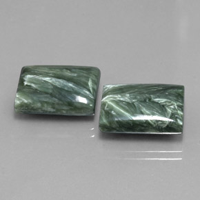 20.85 ct Green Seraphinite Stone, Natural Seraphinite in Baguette Cabochon Shape for Sale