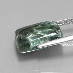 Seraphinite Gemstone in 15.2 x 11.6 mm Size for Sale, Seraphinite Stone in Medium Green Color