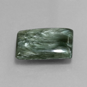 6.56 ct Green Seraphinite Stone, Natural Seraphinite in Baguette Cabochon Shape for Sale