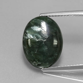 6.46 ct Green Seraphinite Gemstone, Seraphinite Gem in Oval Cabochon Shape for Sale.