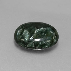 6.46 ct Green Seraphinite Stone, Natural Seraphinite in Oval Cabochon Shape for Sale