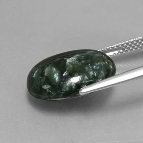 Seraphinite Gemstone in 14.8 x 11.3 mm Size for Sale, Seraphinite Stone in Green Color