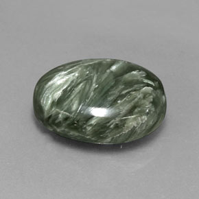 8.08 ct Green Seraphinite Stone, Natural Seraphinite in Oval Cabochon Shape for Sale