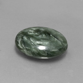 6.39 ct Green Seraphinite Stone, Natural Seraphinite in Oval Cabochon Shape for Sale