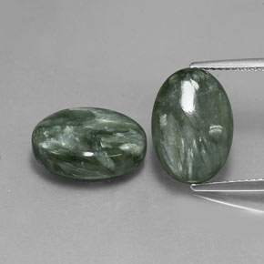 12.01 ctw Green Seraphinite Gemstones, Seraphinite Gems in Oval Cabochon Shape for Sale.