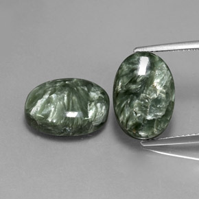 12.11 ct Green Seraphinite Gemstone, Seraphinite Gem in Oval Cabochon Shape for Sale.