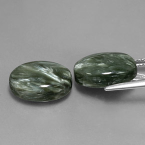 Seraphinite Gemstones in 14 x 10 mm (calibrated) Size for Sale, Seraphinite Stones in Earthy Green Color