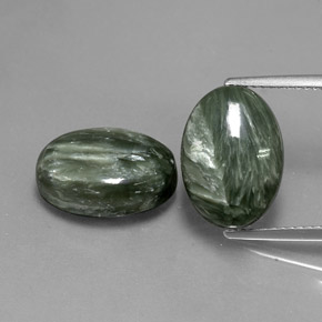12.72 ctw Green Seraphinite Gemstones, Seraphinite Gems in Oval Cabochon Shape for Sale.