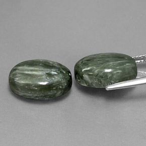 Seraphinite Gemstones in 14 x 10 mm (calibrated) Size for Sale, Seraphinite Stones in Army Green Color