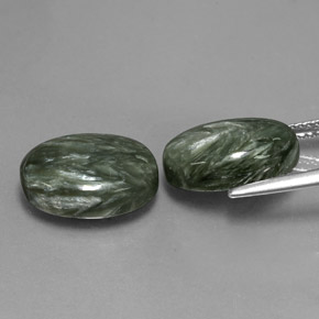 Seraphinite Gemstones in 14 x 10 mm (calibrated) Size for Sale, Seraphinite Stones in Multicolor Green Color