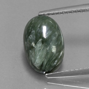 3.12 ct Green Seraphinite Gemstone, Seraphinite Gem in Oval Cabochon Shape for Sale.