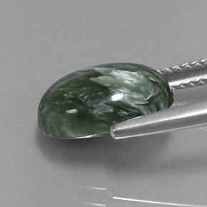 Seraphinite Gemstone in 11.6 x 7.8 mm Size for Sale, Seraphinite Stone in Green Color