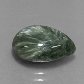 3.93 ct Green Seraphinite Stone, Natural Seraphinite in Pear Cabochon Shape for Sale