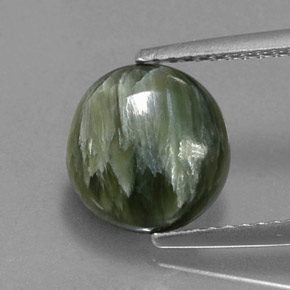 2.00 ct Green Seraphinite Gemstone, Seraphinite Gem in Round Cabochon Shape for Sale.