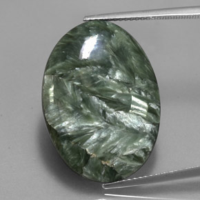 20.23 ct Green Seraphinite Gemstone, Seraphinite Gem in Oval Cabochon Shape for Sale.