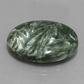 20.23 ct Green Seraphinite Stone, Natural Seraphinite in Oval Cabochon Shape for Sale