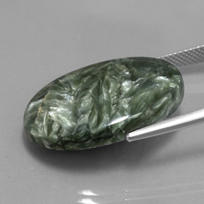 Seraphinite Gemstone in 25.2 x 18.3 mm Size for Sale, Seraphinite Stone in Green Color