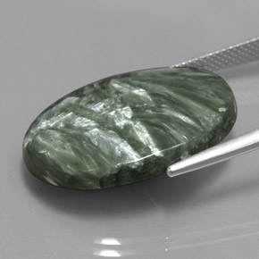 Seraphinite Gemstone in 25.3 x 18.2 mm Size for Sale, Seraphinite Stone in Green Color