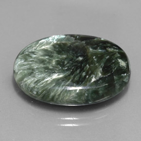 21.95 ct Green Seraphinite Stone, Natural Seraphinite in Oval Cabochon Shape for Sale