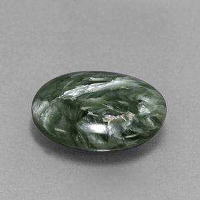 6.39 ct Green Seraphinite Stone, Natural Seraphinite in Oval Cabochon Shape for Sale