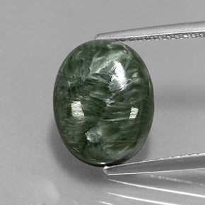 6.14 ct Green Seraphinite Gemstone, Seraphinite Gem in Oval Cabochon Shape for Sale.
