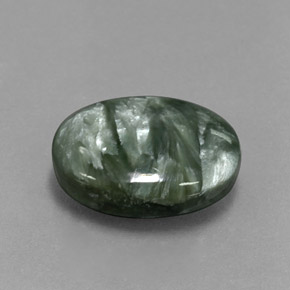 5.38 ct Green Seraphinite Stone, Natural Seraphinite in Oval Cabochon Shape for Sale