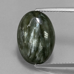 5.60 ct Green Seraphinite Gemstone, Seraphinite Gem in Oval Cabochon Shape for Sale.