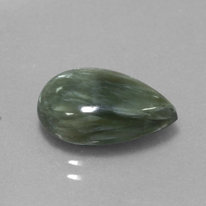 3.48 ct Green Seraphinite Stone, Natural Seraphinite in Pear Cabochon Shape for Sale