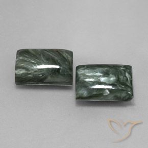 14.67 ctw Green Seraphinite Stones, Natural Seraphinite in Baguette Cabochon Shape for Sale